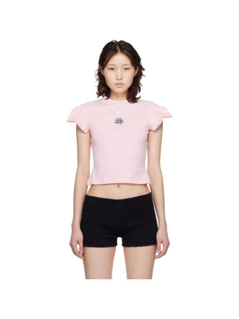 Pink Biker Cross Logo Front Sleeve T-shirt