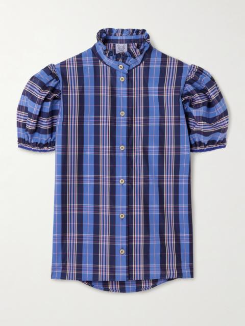 Thierry Colson Vike Ruffled Checked Cotton-blend Poplin Blouse