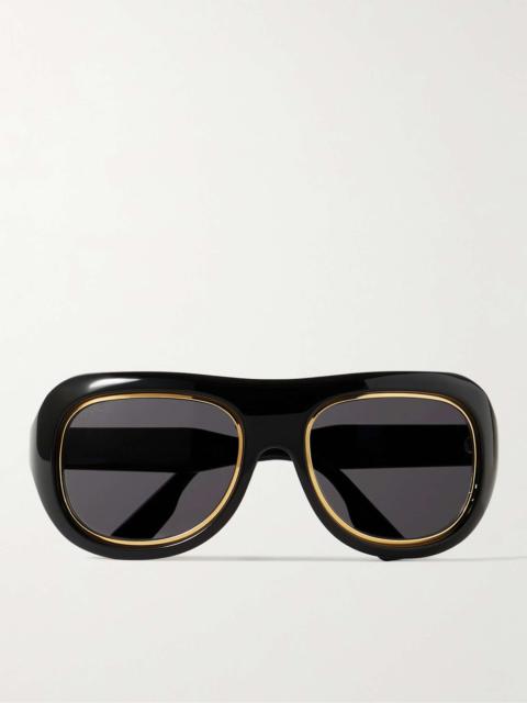 Navigator D-Frame Acetate and Gold-Tone Sunglasses