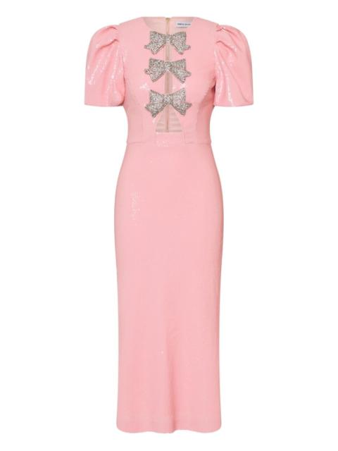 REBECCA VALLANCE bow puff-sleeve lydia midi dress