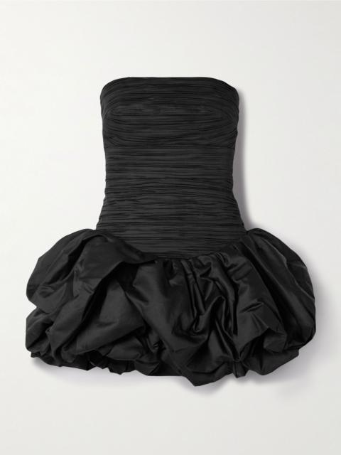 Aje. Violette strapless ruched cotton mini dress Black
