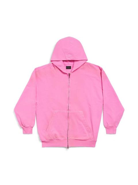 Balenciaga Paris Zip-up Hoodie Small Fit in Fluo Pink