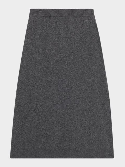 Brunello Cucinelli A-Line Double Cashmere Midi Skirt