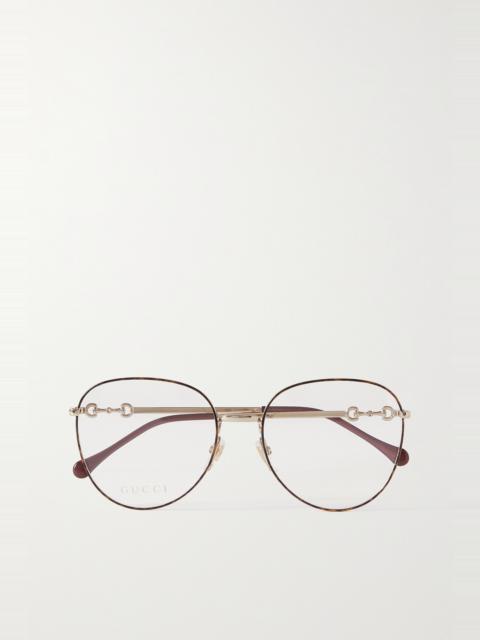 GUCCI Round-frame gold-tone and tortoiseshell acetate optical glasses