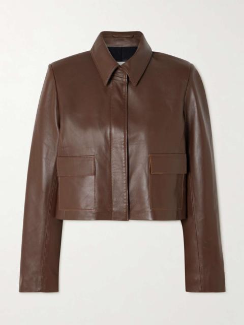 Bleeker cropped paneled leather jacket Light brown