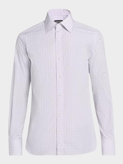 TOM FORD Men's Cotton Poplin Check Slim Fit Dress Shirt