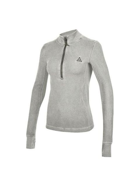 Nike (WMNS) Nike Acg Steeple Rock Half Zipper Slim Fit Long Sleeves Gray T-Shirt DH3096-010