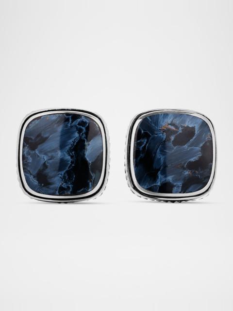 DAVID YURMAN Men's Exotic Stone Cuff Links with Gemstones in Silver, 18mm