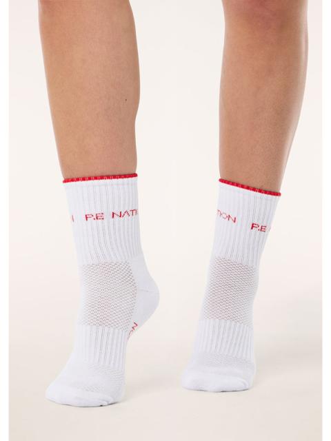 P.E NATION VITA SOCK IN WHITE & COLLEGE RED