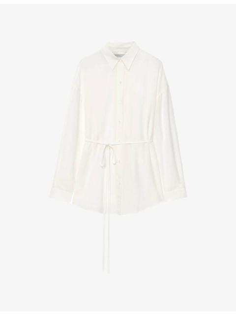 ALLSAINTS Ilana Belted-Waist Silk and Cotton-Blend Shirt