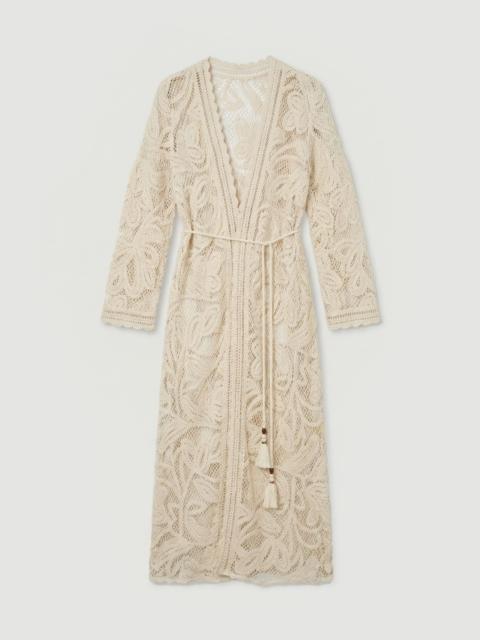 KAREN MILLEN Floral Crotchet Woven Beach Kimono