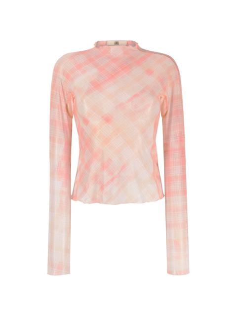 Halcyon check-print mock neck top