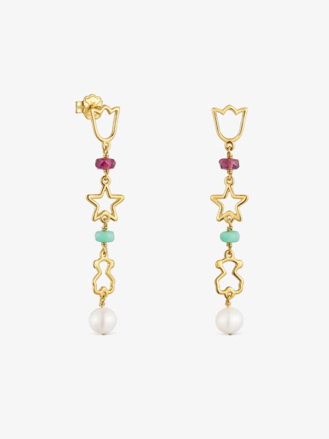 TOUS 50-mm 9kt gold Long earrings with gemstones TOUS Silueta