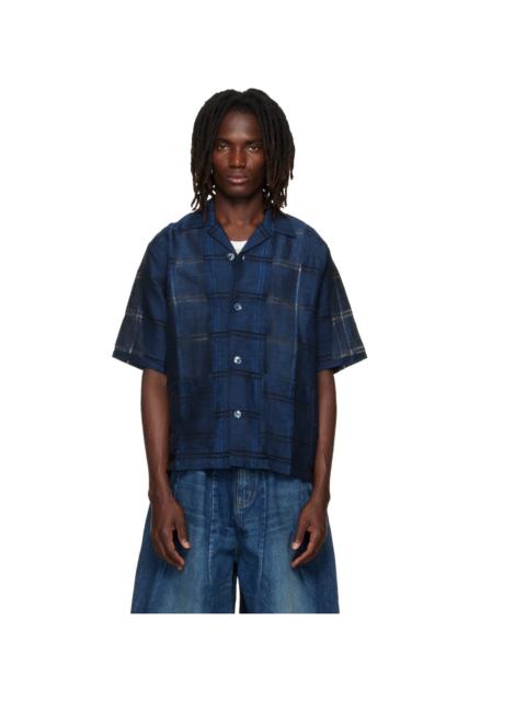 NEEDLES Blue Plaid Jacquard Cabana Shirt