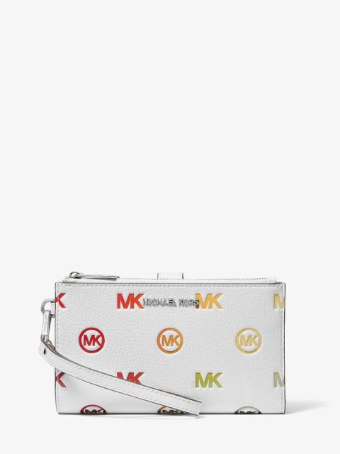 MICHAEL KORS Jet Set Travel Rainbow Logo Embossed Wristlet