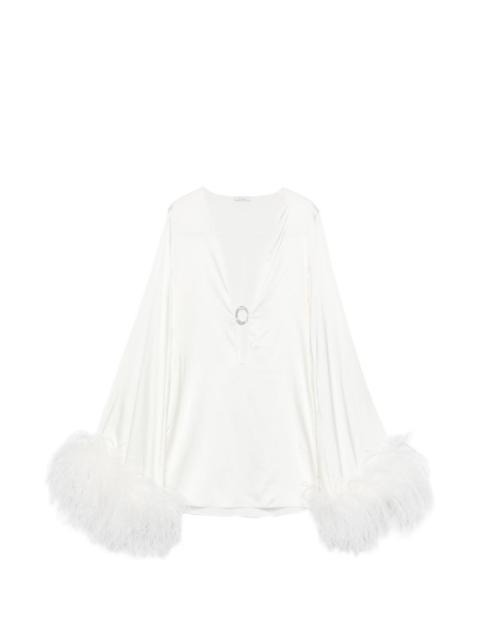 Oséree feather-trim mini dress