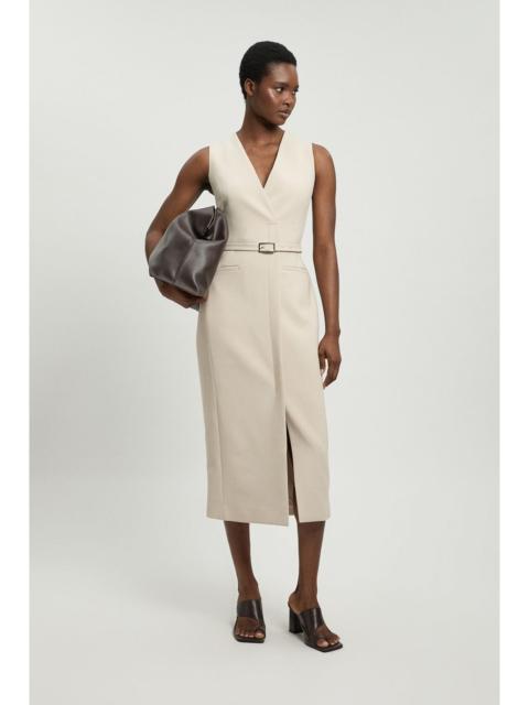 KAREN MILLEN Compact Stretch Belted Tailored Pencil Midi Dress