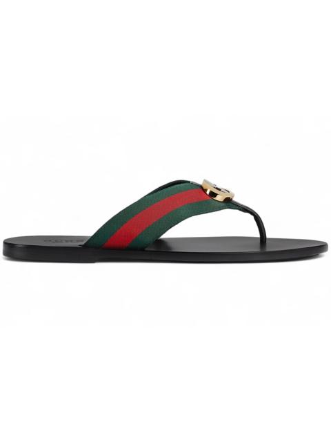 GUCCI Gucci Web Thong Sandal Black Leather