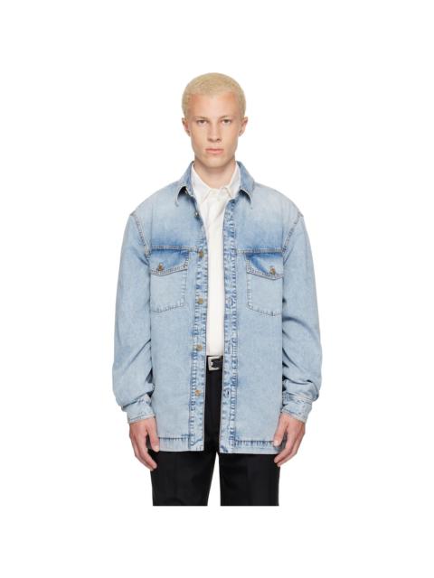 Balmain Blue Faded Denim Shirt