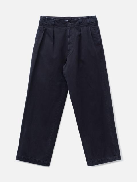 YOKE PEACHED COTTON TWILL GARMENT-DYE 2 PLEATED TROUSERS