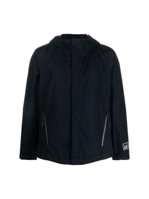 logo-patch zipped hooded jacket