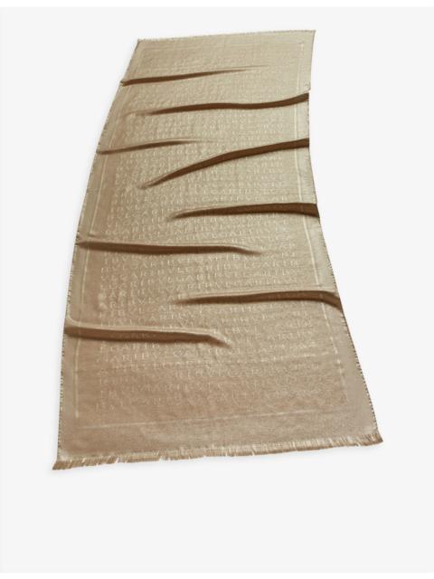 BVLGARI Lettere Maxi logo-print metallic silk and wool-blend stole