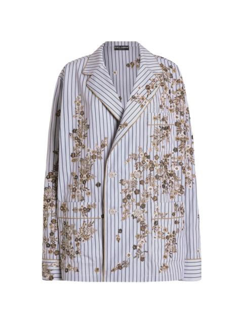 Dolce & Gabbana poplin vanity shirt with thread floral embroidery