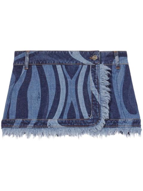 PUCCI Marmo-print denim mini skirt