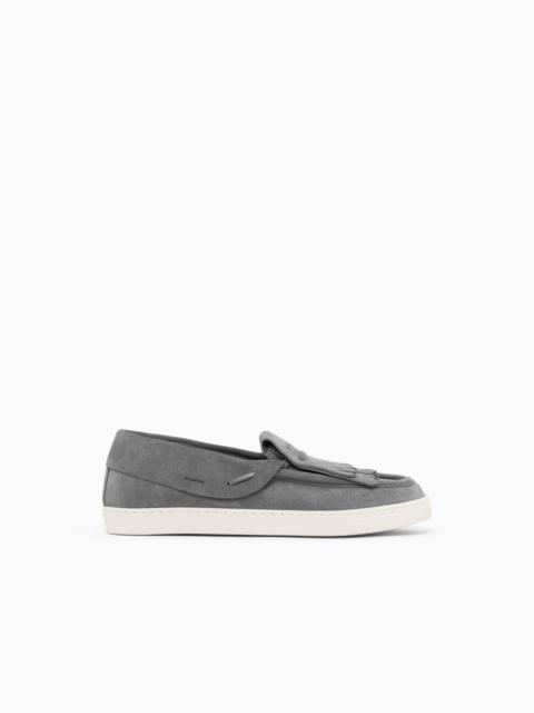 GIORGIO ARMANI LOAFER IN SUEDE WITH A LEATHER LINING AND RUBBER SOLE