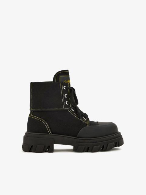 GANNI TRAIL BOOTS IN BLACK CANVAS
