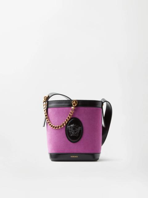 VERSACE Pivot Mini Suede Bucket Bag