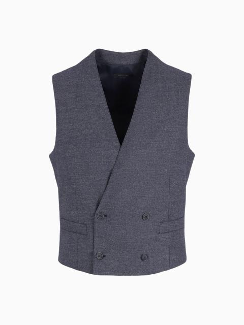 GIORGIO ARMANI Double breasted waistcoat in denim-effect virgin wool and cashmere