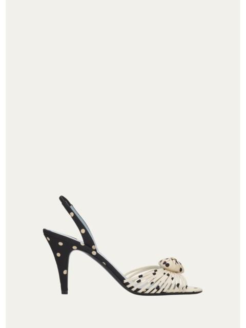 Valentino 85mm Coeur Royal VLogo Polka Dot Slingback Sandals