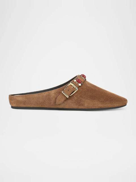 VERONICA BEARD Narcisa Cabochon Suede Mules