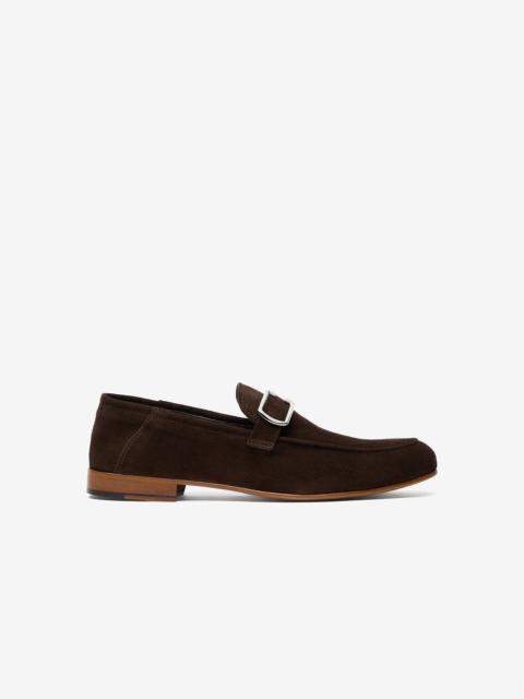 CORNELIANI Brown suede loafers