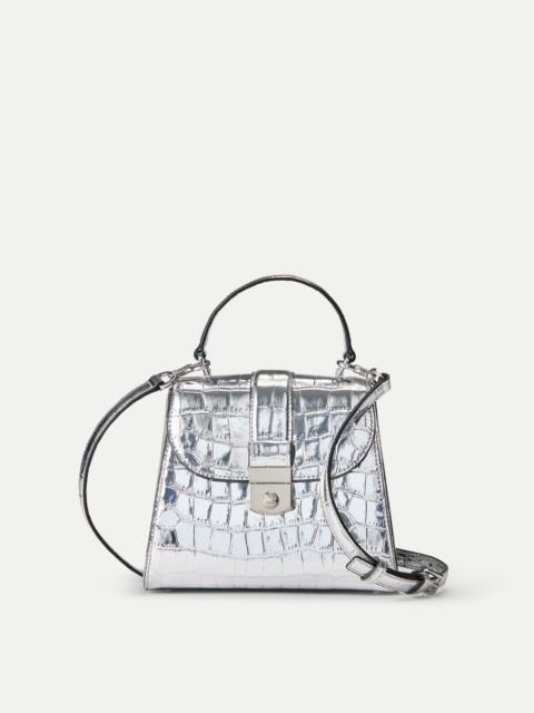 VERONICA BEARD CROC-EMBOSSED CREST LOCK TOP HANDLE BAG