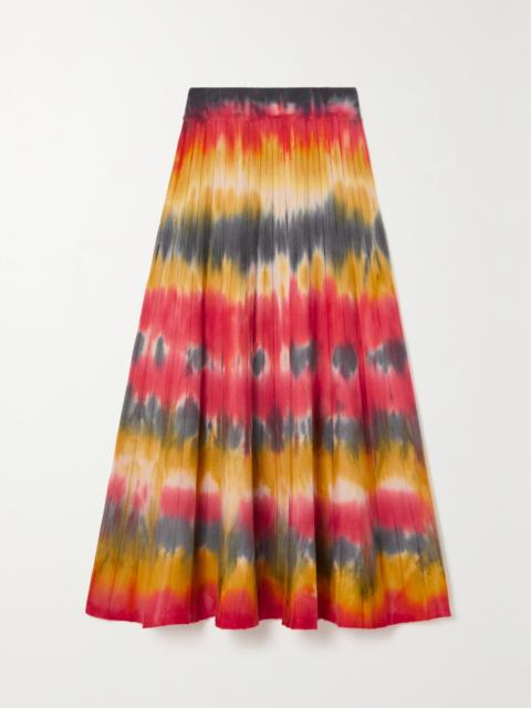 GABRIELA HEARST Ella Pleated Tie-dyed Cashmere Midi Skirt