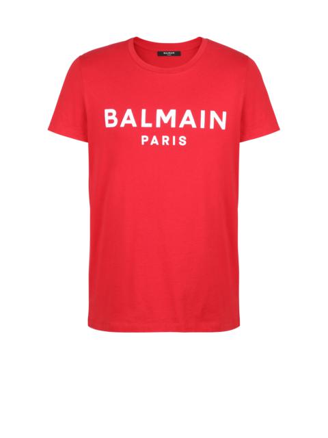 Cotton T-shirt with flocked Balmain medallion