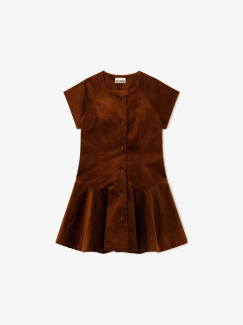 GANNI DRESS IN BROWN CORDUROY