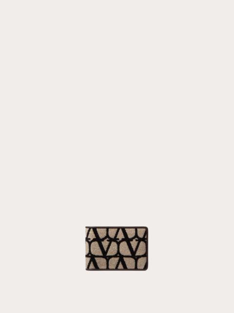 Valentino TOILE ICONOGRAPHE WALLET FOR US DOLLARS WITH LEATHER DETAILS