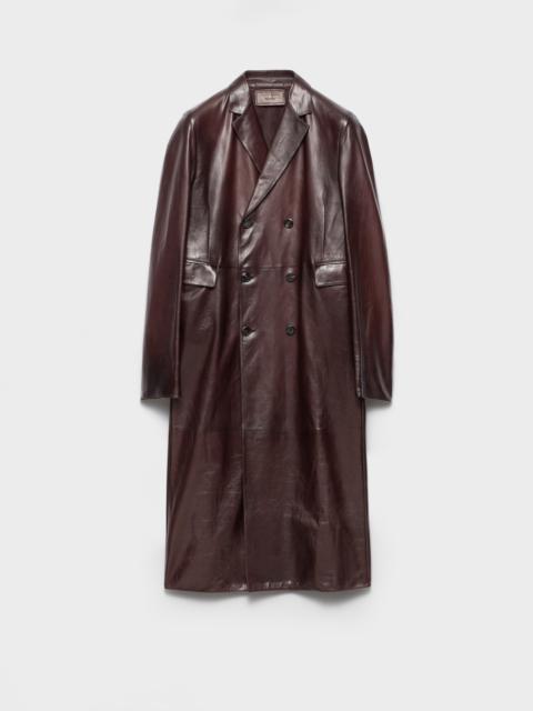 Prada Double-breasted nappa leather coat