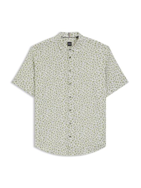 SLIM-FIT SHIRT IN FLORAL-PRINT STRETCH LINEN