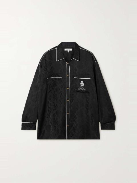 FRAME + Ritz Paris embroidered silk-jacquard shirt
