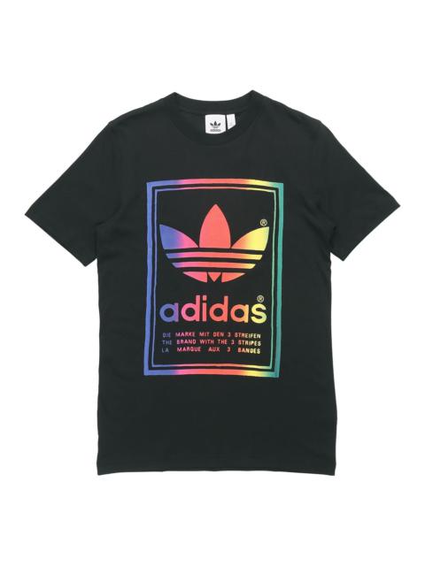 adidas adidas originals Vintage Tee Multi-Color Gradient Logo Short Sleeve Black ED6917