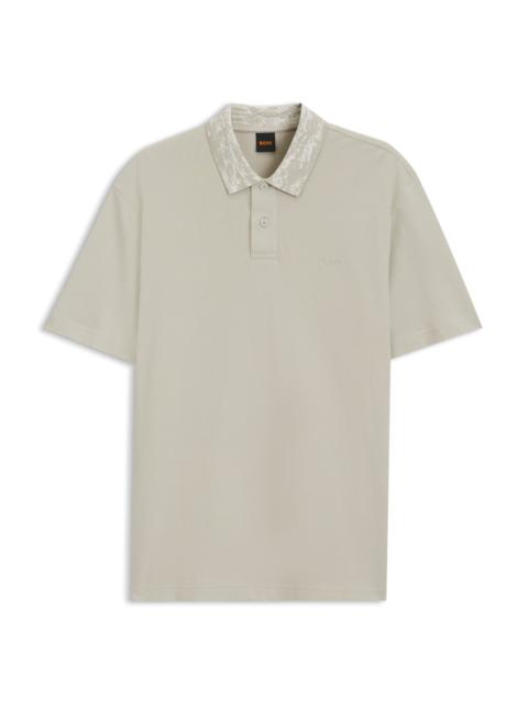 BOSS COTTON PIQUÉ POLO SHIRT WITH JACQUARD COLLAR