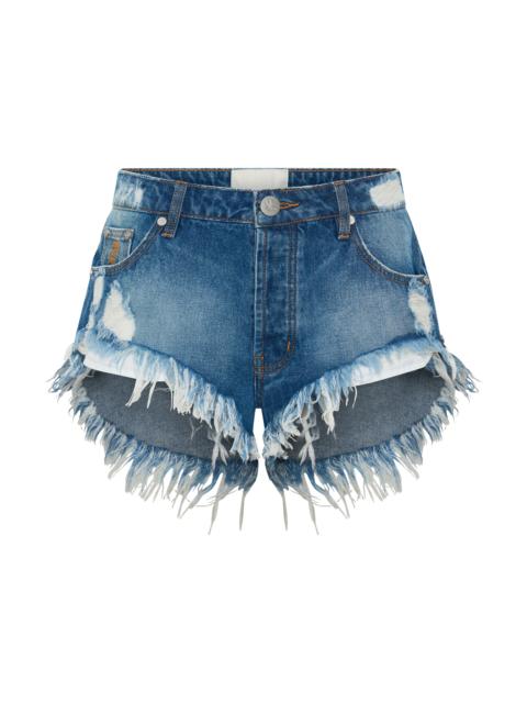 ONE TEASPOON Rollers Low Waist Messed Up Denim Shorts - Pacifica Blue