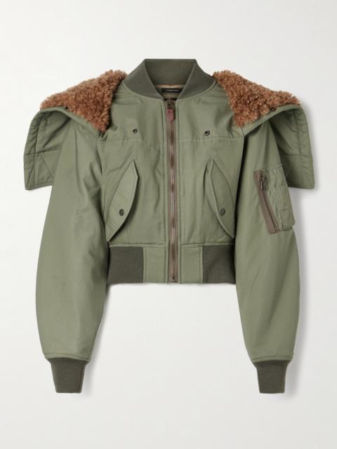 R13 Cropped Fleece-trimmed Padded Cotton-blend Shell Bomber Jacket