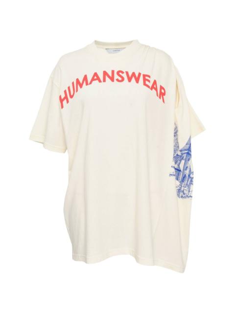 pushBUTTON gathered-shoulder T-shirt