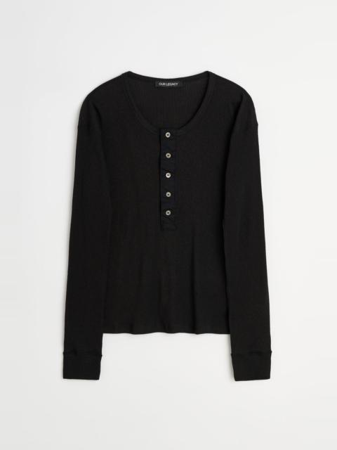 Our Legacy Gentle Henley Longsleeve Charred Shade Ripple Rib