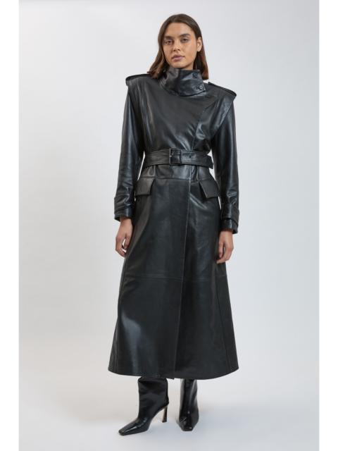 KAREN MILLEN Harper's Bazaar Leather High Neck Trench Coat